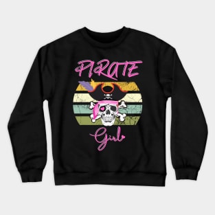 Cute Pirate Girl Skull Girl Halloween Costume Pirate Crew Crewneck Sweatshirt